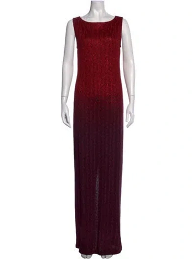 Pre-owned St John Patterned Long Dress In Red