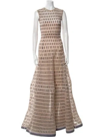 Pre-owned St John Patterned Long Dress W/ Tags In Neutral