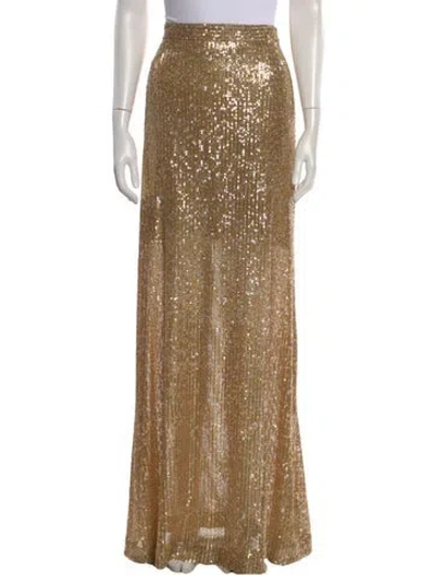 Pre-owned St John Patterned Long Skirt In Gold