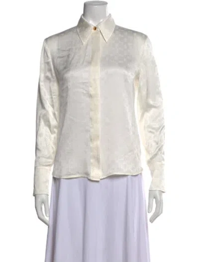 Pre-owned St John Patterned Long Sleeve Button-up Top In Neutral