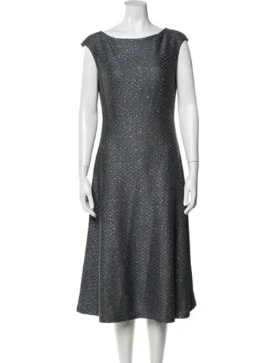 Pre-owned St John Patterned Midi Length Dress In Blue