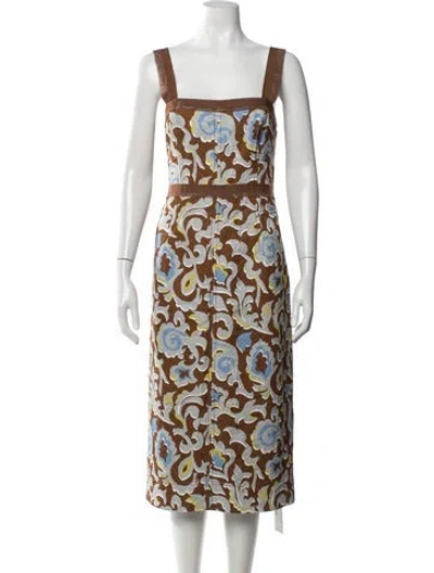Pre-owned St John Patterned Midi Length Dress In Multicolor