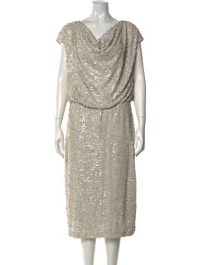 Pre-owned St John Patterned Midi Length Dress In Neutral