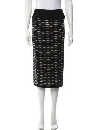 Pre-owned St John Patterned Midi Length Skirt In Black
