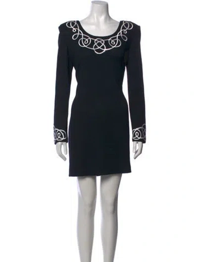 Pre-owned St John Patterned Mini Dress In Black