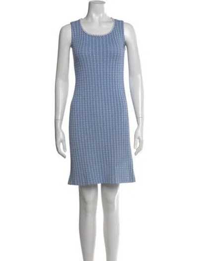 Pre-owned St John Patterned Mini Dress In Blue
