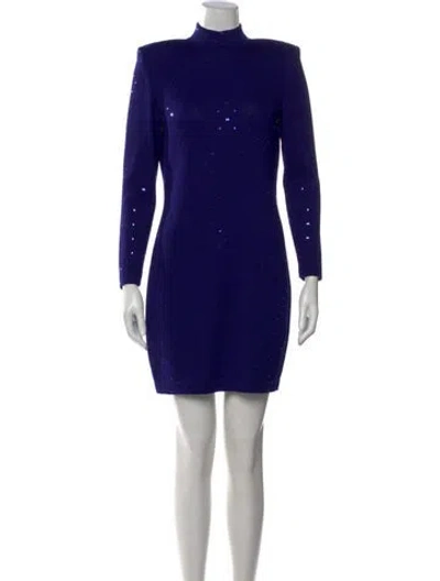 Pre-owned St John Patterned Mini Dress In Blue