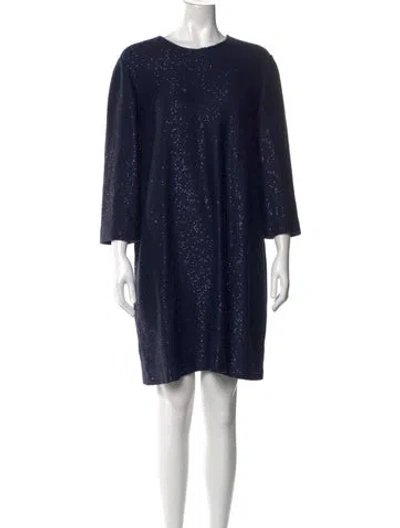 Pre-owned St John Patterned Mini Dress In Blue/metallic