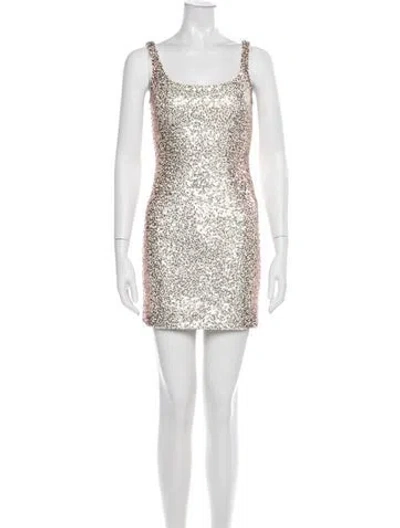 Pre-owned St John Patterned Mini Dress In Neutrals