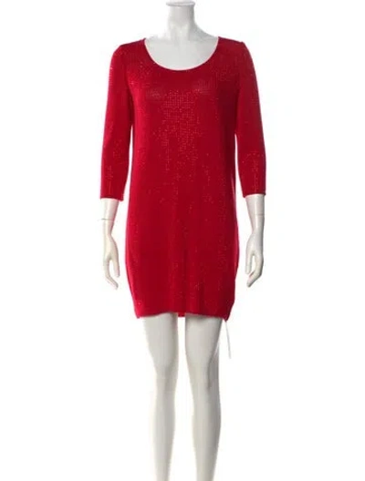 Pre-owned St John Patterned Mini Dress In Red