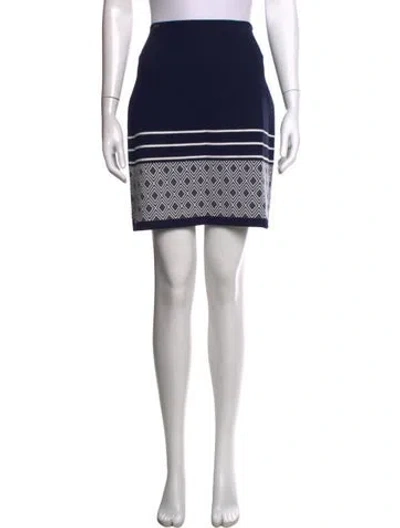 Pre-owned St John Patterned Mini Skirt In Blue