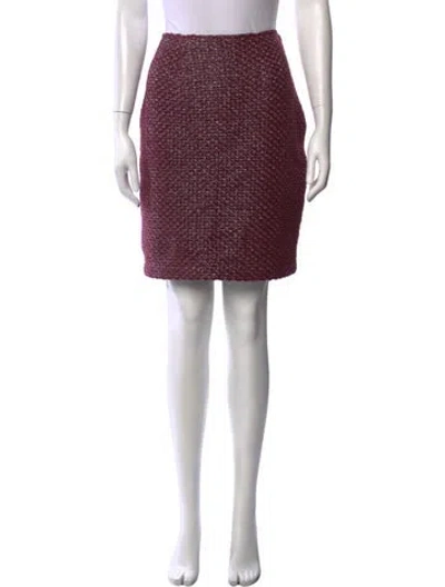 Pre-owned St John Patterned Mini Skirt In Burgundy/metallic