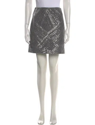 Pre-owned St John Patterned Mini Skirt In Gray