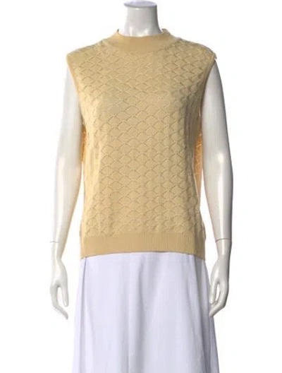 Pre-owned St John Patterned Mock Neck Sweater In Blue