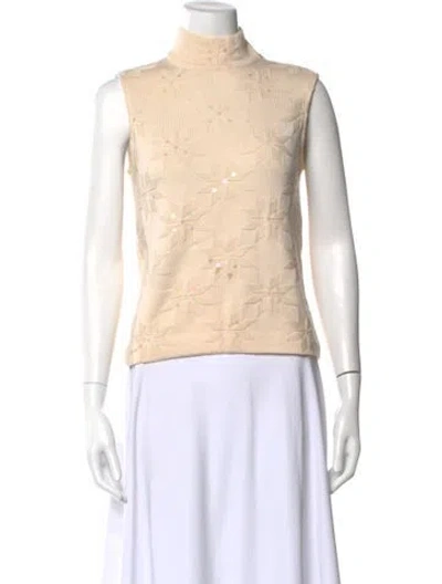 Pre-owned St John Patterned Mock Neck Sweater In Neutral