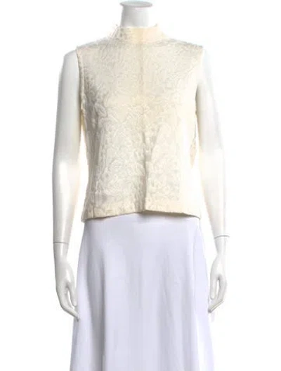 Pre-owned St John Patterned Mock Neck Sweater In Neutrals