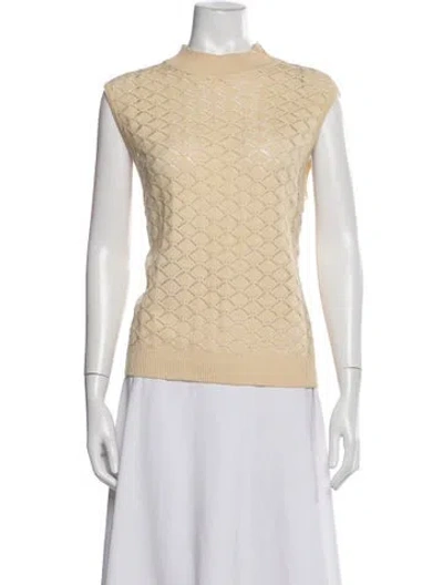 Pre-owned St John Patterned Mock Neck Sweater In Neutrals