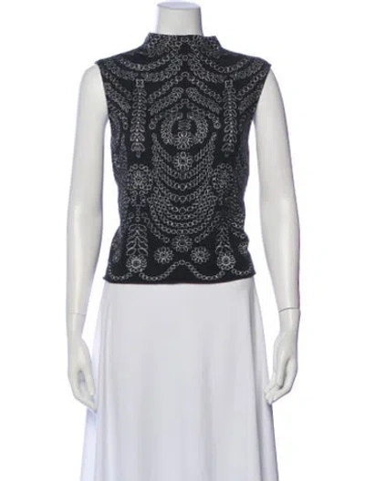 Pre-owned St John Patterned Mock Neck Top In Gray