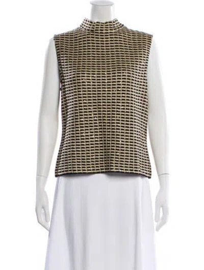 Pre-owned St John Patterned Mock Neck Top In Multi