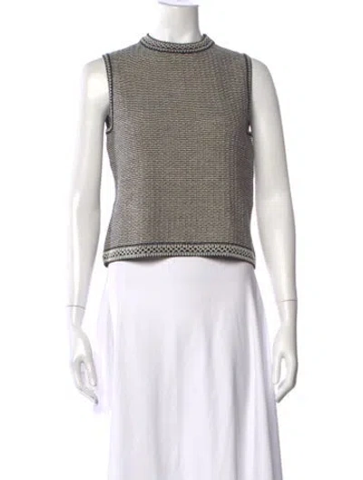 Pre-owned St John Patterned Mock Neck Top In Multi