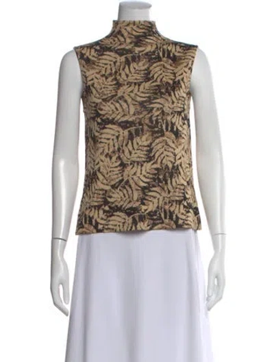 Pre-owned St John Patterned Mock Neck Top In Neutral
