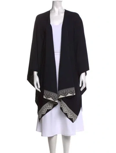 Pre-owned St John Patterned Open Front Sweater In Black