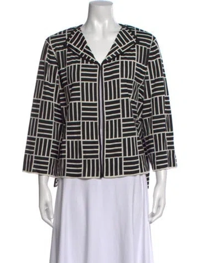Pre-owned St John Patterned Open Front Sweater In Black