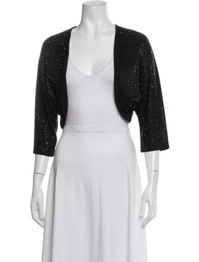 Pre-owned St John Patterned Open Front Sweater In Black