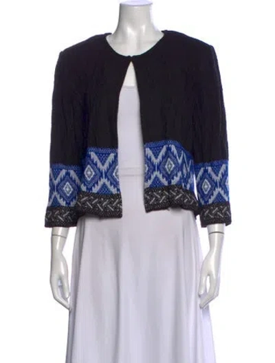 Pre-owned St John Patterned Open Front Sweater In Black
