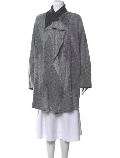 Pre-owned St John Patterned Open Front Sweater In Grey