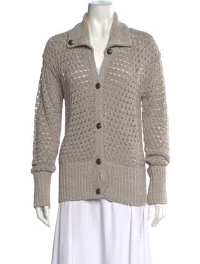 Pre-owned St John Patterned Open Front Sweater In Grey