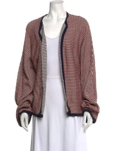 Pre-owned St John Patterned Open Front Sweater In Multicolor