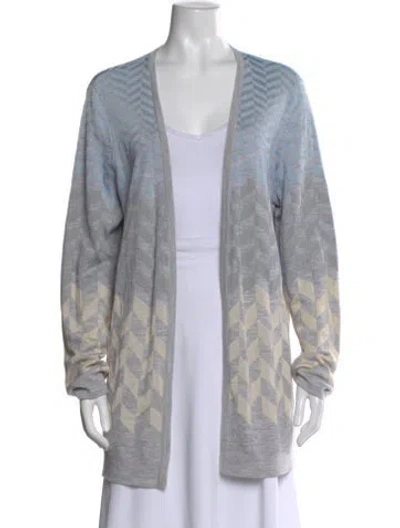 Pre-owned St John Patterned Open Front Sweater In Neutral