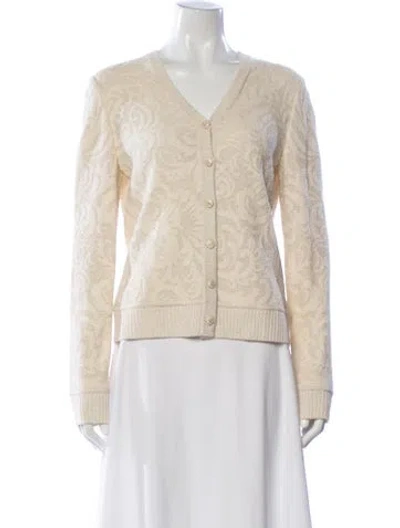 Pre-owned St John Patterned Open Front Sweater In Neutral