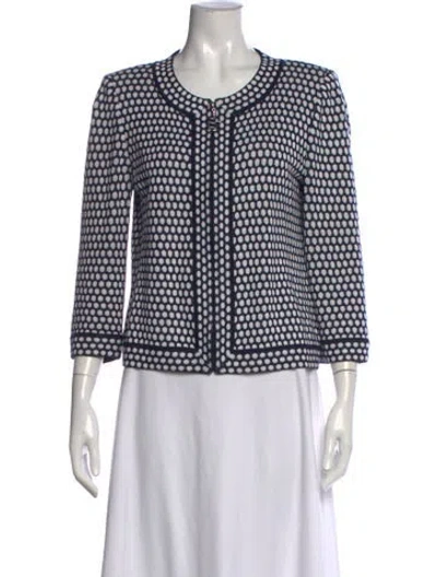 Pre-owned St John Patterned Open Front Sweater In Neutral