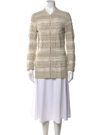 Pre-owned St John Patterned Open Front Sweater In Neutral