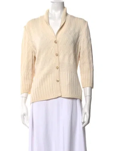 Pre-owned St John Patterned Open Front Sweater In Neutrals