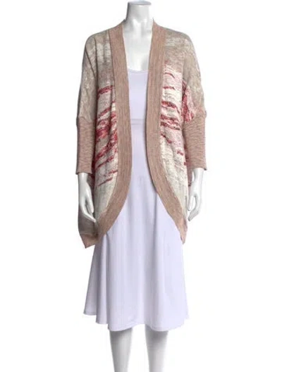 Pre-owned St John Patterned Open Front Sweater In Neutrals