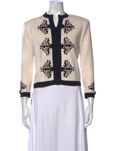 Pre-owned St John Patterned Open Front Sweater In Neutrals