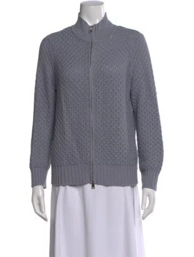 Pre-owned St John Patterned Open Front Sweater In Purple
