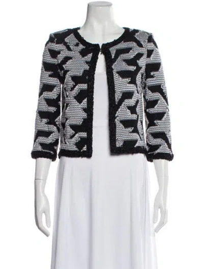 Pre-owned St John Patterned Scoop Neck Sweater In Black