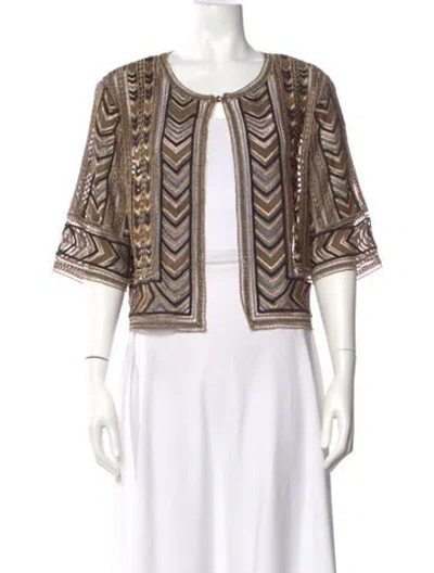 Pre-owned St John Patterned Scoop Neck Sweater In Multi