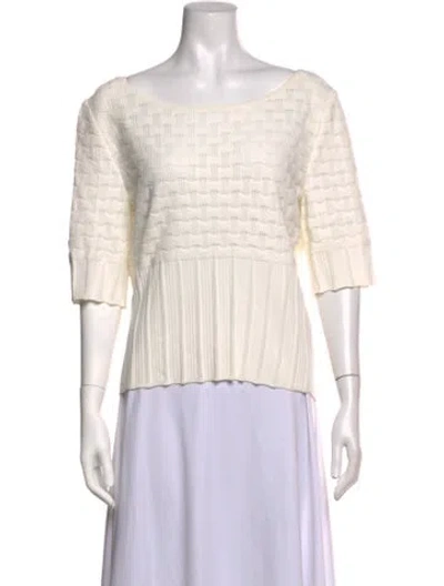 Pre-owned St John Patterned Scoop Neck Sweater In Neutrals