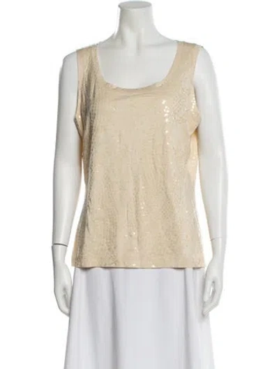 Pre-owned St John Patterned Scoop Neck Top