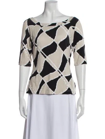 Pre-owned St John Patterned Scoop Neck Top In Blue