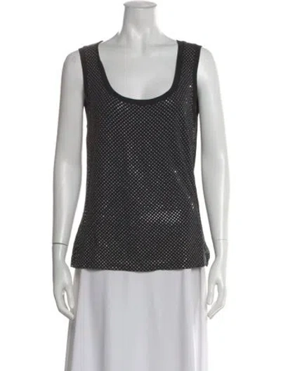 Pre-owned St John Patterned Scoop Neck Top In Blue