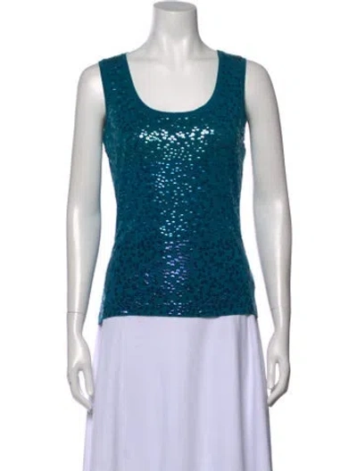 Pre-owned St John Patterned Scoop Neck Top In Blue