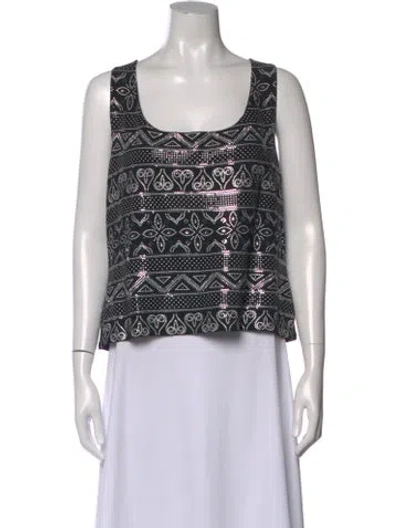Pre-owned St John Patterned Scoop Neck Top In Brown