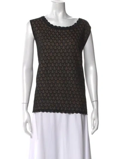 Pre-owned St John Patterned Scoop Neck Top In Multi