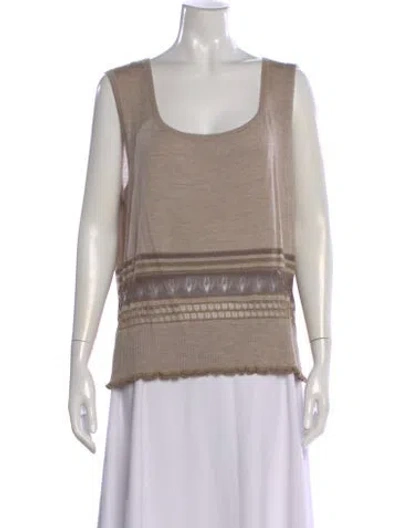 Pre-owned St John Patterned Scoop Neck Top In Neutral